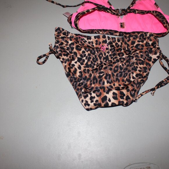 Brown & Pink 2 Pcs Justice Bikini9 Swimsuit Size 12/14 - Picture 5 of 11